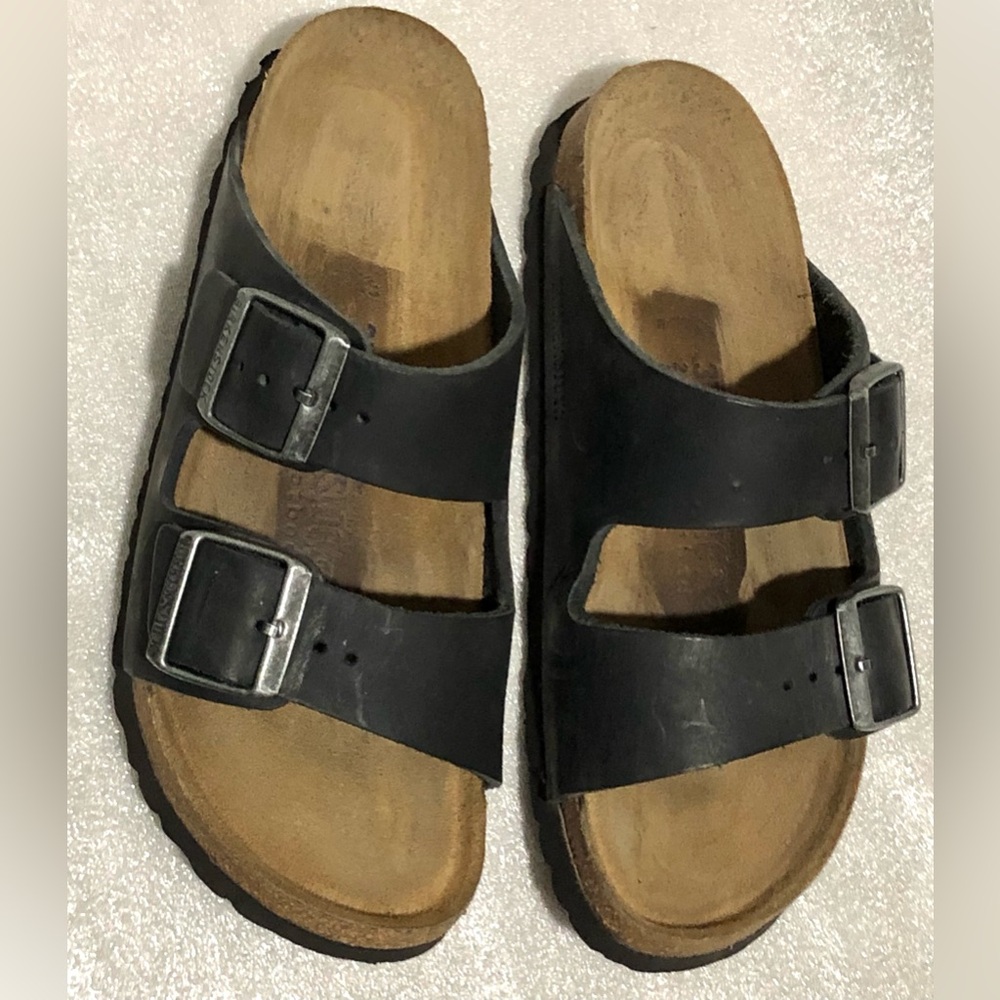 Birkenstock Arizona Dark Sandals with Silver Buckles - Picture 4 of 10